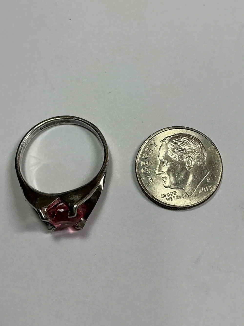 Vintage Sterling Silver Pink Topaz Ring. Size 7